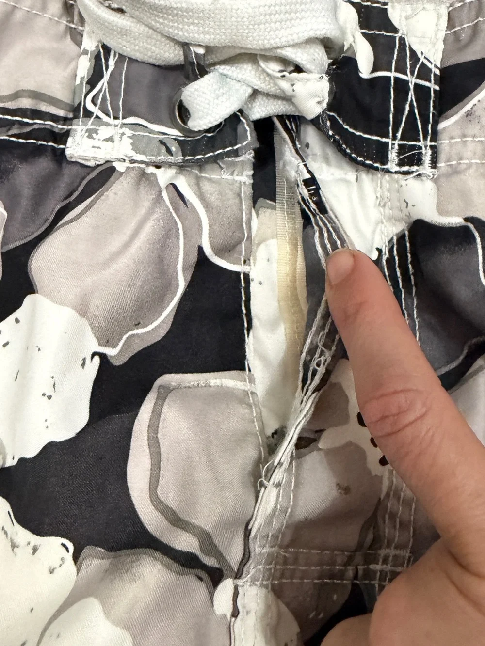 Men's Gray Floral Cargo Swim Shorts